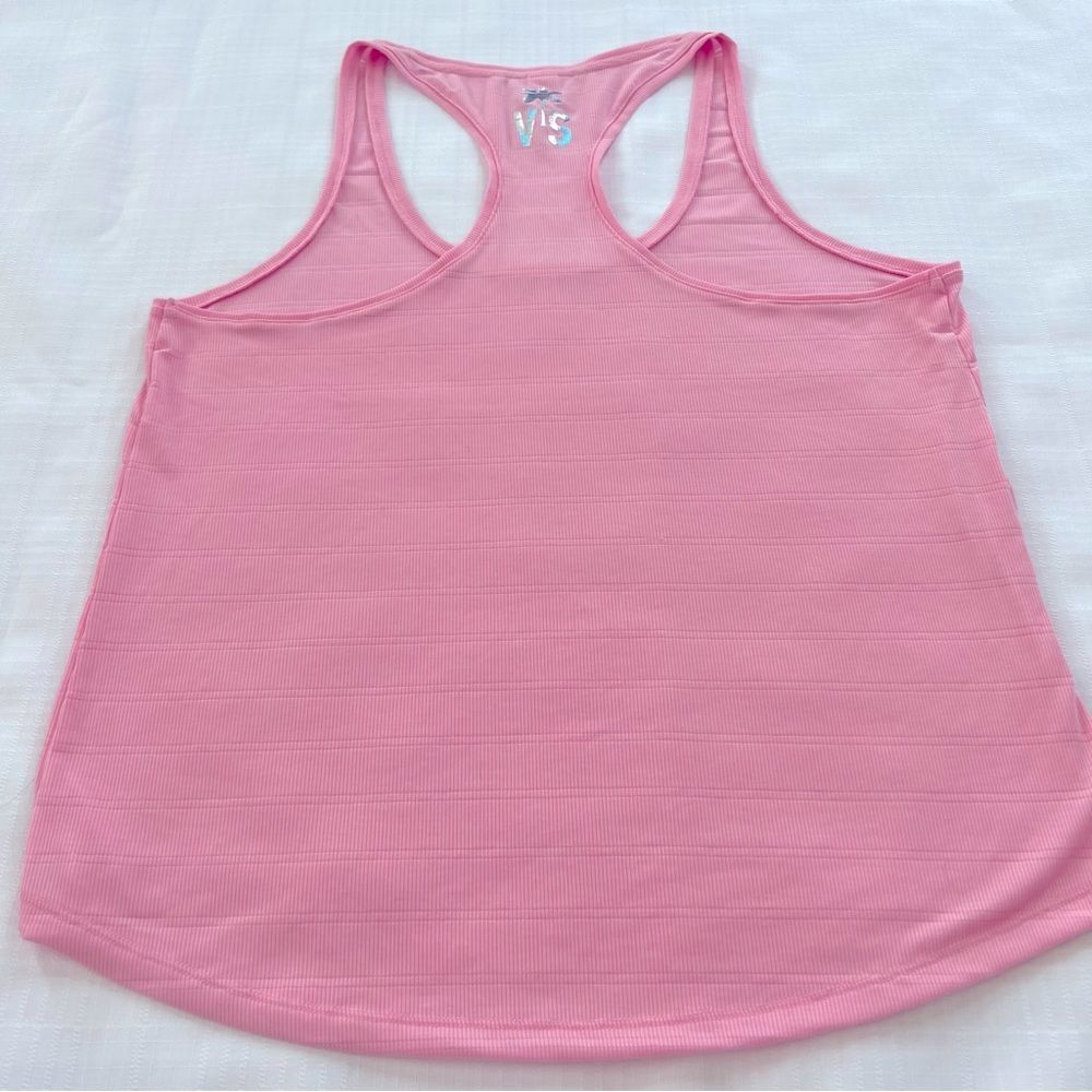 Victoria’s Secret Petal Pink Silver Stipe Racerback Athleisure Yoga Tank Size M - Picture 4 of 13
